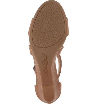 Shop Lucky Brand Jenley Wedge Sandal In Dark Camel Leather