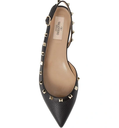 Shop Valentino Rockstud Pointed Toe Slingback Flat In Black