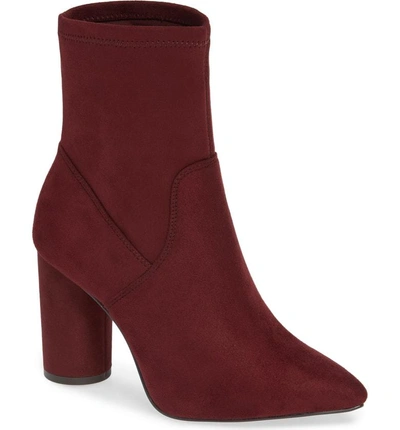 Shop Bcbg Ally Column Heel Bootie In Burgundy Suede