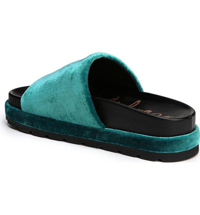 Shop Sam Edelman Shaye Slide Sandal In Teal Velvet