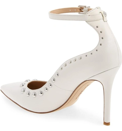 Shop Sam Edelman Helen Ankle Strap Pump In Bright White Leather