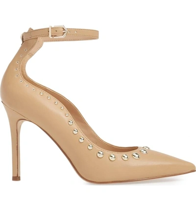 Shop Sam Edelman Helen Ankle Strap Pump In Classic Nude Leather