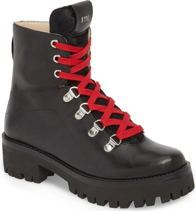 Shop Steve Madden Boom Hiker Boot With Genuine Calf Hair In Black Multi