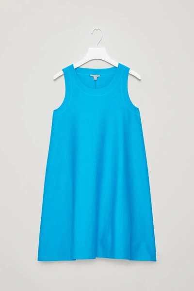 Shop Cos Short Jersey A-line Dress In Azure Blue