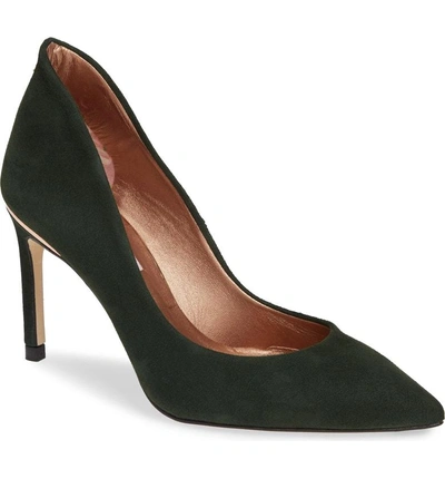 Shop Ted Baker Savio Pointy Toe Pump In Dark Green Suede