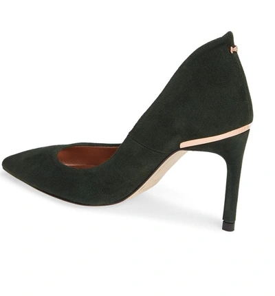 Shop Ted Baker Savio Pointy Toe Pump In Dark Green Suede