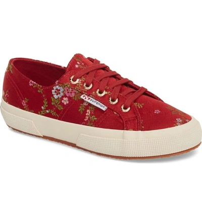 Shop Superga 2750 Satin Jacquard Sneaker In Bordeaux