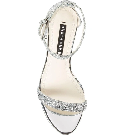 Shop Alice And Olivia Lillian Glitter Ankle Strap Sandal In Silver