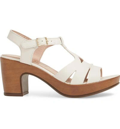 Shop Wonders Block Heel Platform Sandal In Off-white Leather