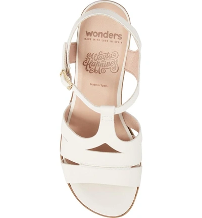 Shop Wonders Block Heel Platform Sandal In Off-white Leather