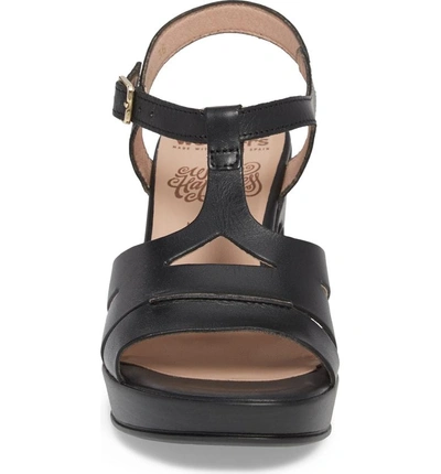 Shop Wonders Block Heel Platform Sandal In Black Leather