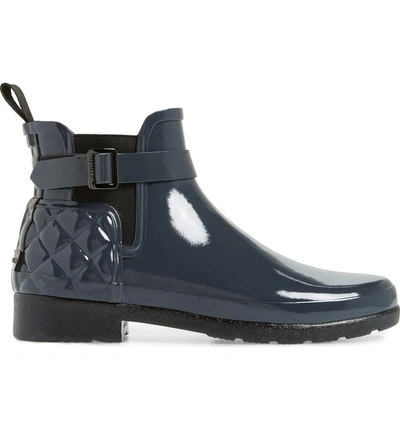 Shop Hunter Original Refined Quilted Gloss Chelsea Boot In Dark Slate