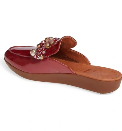 Shop Fitflop Serene Beaded Mule In Fire Red Patent Leather