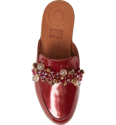 Shop Fitflop Serene Beaded Mule In Fire Red Patent Leather