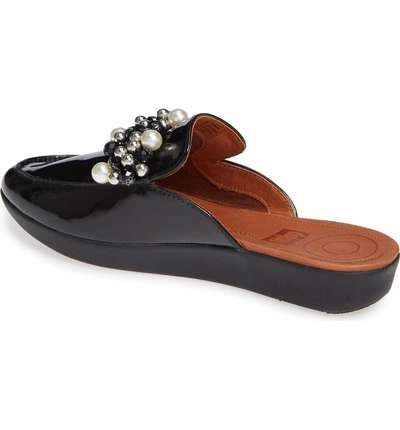 Shop Fitflop Serene Beaded Mule In Black Patent Leather