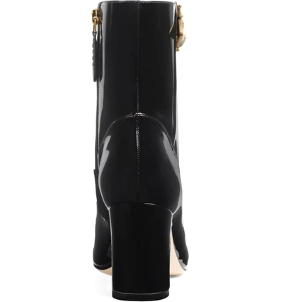 Shop Gucci Bee Bootie In Black Patent