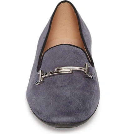 Shop Tod's Double T Loafer In Blue Suede