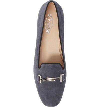 Shop Tod's Double T Loafer In Blue Suede
