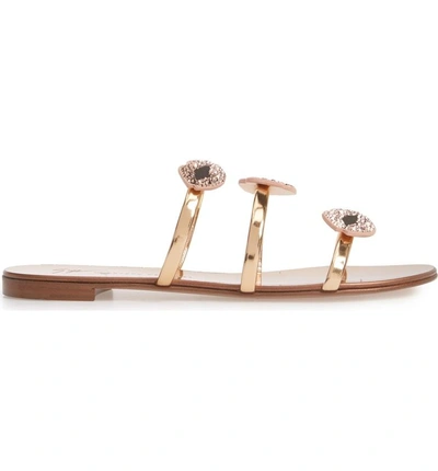Shop Giuseppe Zanotti Lips Flat Slide Sandal In Rose Gold