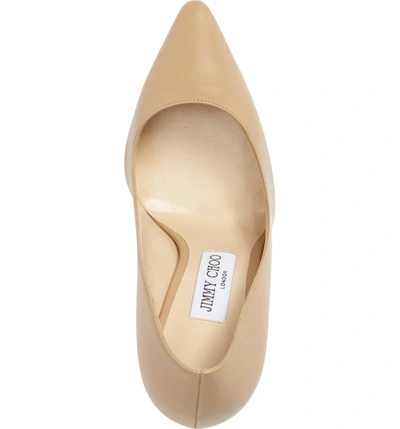 Shop Jimmy Choo Romy Pointed Toe Pump In Nude Leather