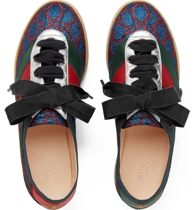 Shop Gucci Falacer Metallic Gg Supreme Sneaker In Blue Multi