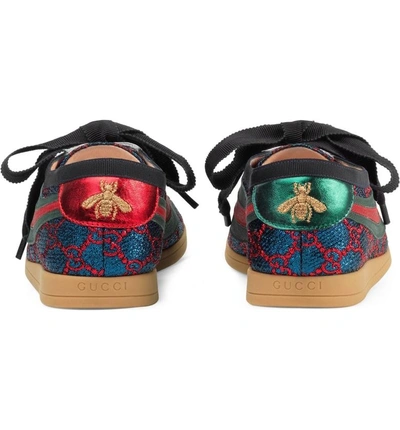 Shop Gucci Falacer Metallic Gg Supreme Sneaker In Blue Multi