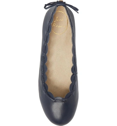 Shop Jack Rogers Lucie Ii Scalloped Flat In Midnight Blue Leather