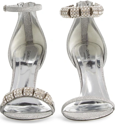 Shop Calvin Klein 205w39nyc Camelle Jewel Embellished Sandal In Diamond Silver