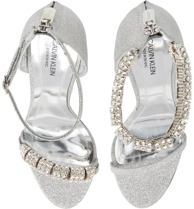 Shop Calvin Klein 205w39nyc Camelle Jewel Embellished Sandal In Diamond Silver