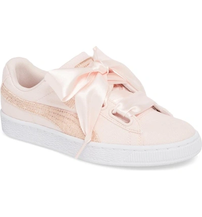 Puma Women's Basket Heart Canvas & Glitter Lace Up Sneakers In Pink |  ModeSens