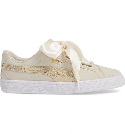 Shop Puma Basket Heart Sneaker In Birch/ White/ Team Gold