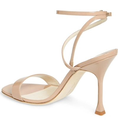 Shop Brian Atwood Sienna Ankle Strap Sandal In Nude Patent