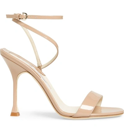 Shop Brian Atwood Sienna Ankle Strap Sandal In Nude Patent