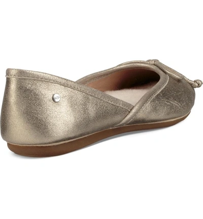 Shop Ugg Lena Flat In Gold Leather