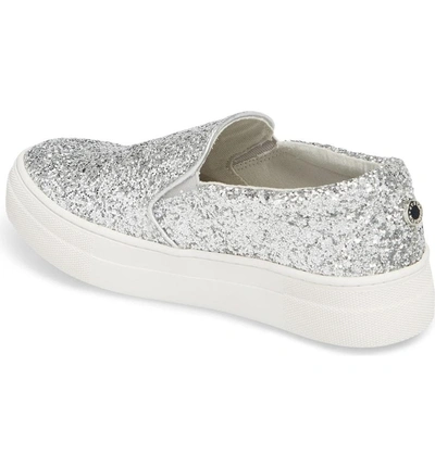 Shop Steve Madden Gills Platform Slip-on Sneaker In Silver Glitter