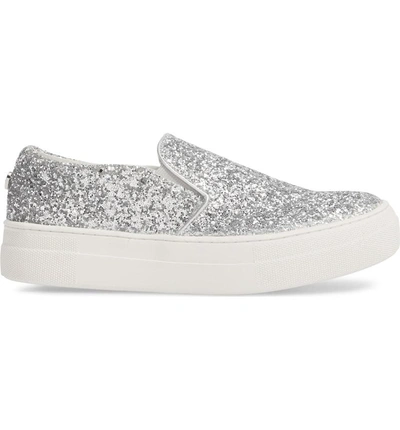 Shop Steve Madden Gills Platform Slip-on Sneaker In Silver Glitter