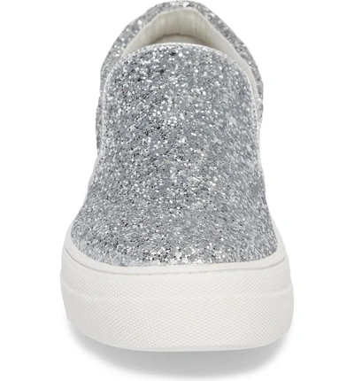 Shop Steve Madden Gills Platform Slip-on Sneaker In Silver Glitter
