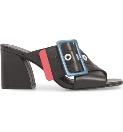 Shop Donald Pliner Whit Buckle Mule In Black Leather