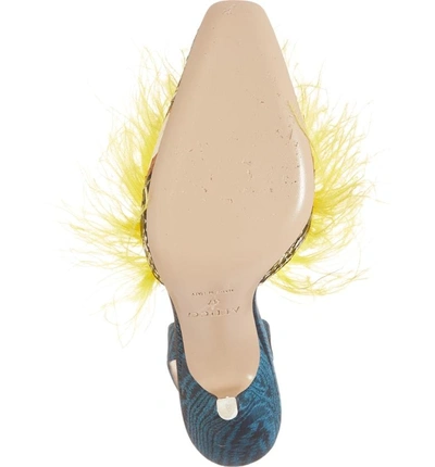 Shop Attico Mara Feathered Genuine Snakeskin Slingback Pump In Black/ Yellow