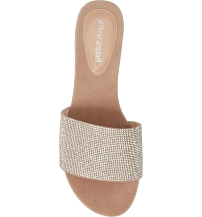 Shop Jeffrey Campbell Sparque Embellished Slide Sandal In Champagne Combo