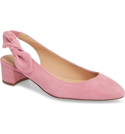 Shop Jcrew Slingback Bow Pump In Winter Coral Fabric