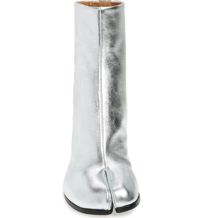 Shop Maison Margiela Tabi Metallic Boot In Silver