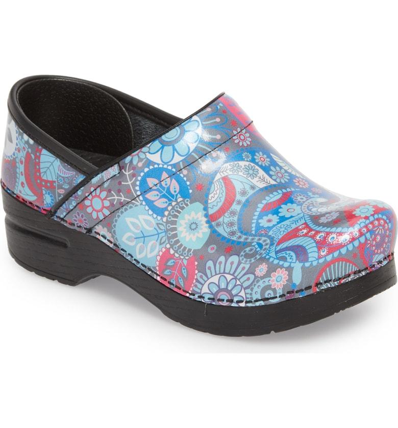 dansko professional grey paisley patent