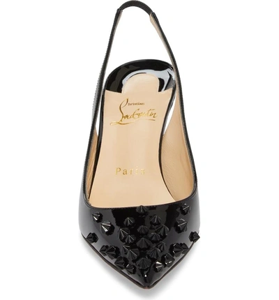 Shop Christian Louboutin Drama Spike Slingback Pump In Black/ Silver