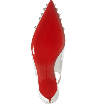 Shop Christian Louboutin Drama Spike Slingback Pump In Latte/ Silver