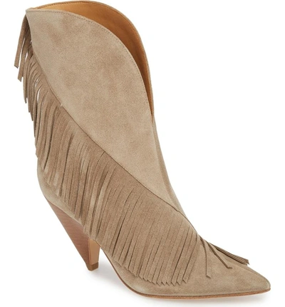 Shop Sigerson Morrison Gilana Fringe Bootie In Cloud Suede