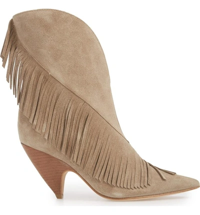 Shop Sigerson Morrison Gilana Fringe Bootie In Cloud Suede