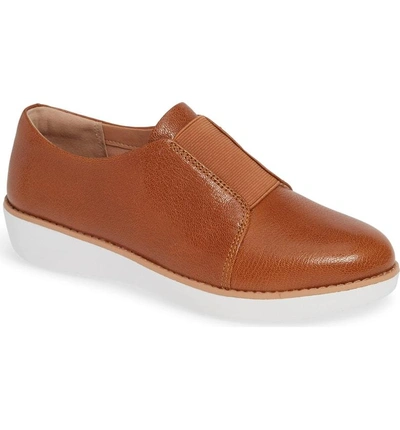 Shop Fitflop Laceless Derby In Tumbled Tan Leather
