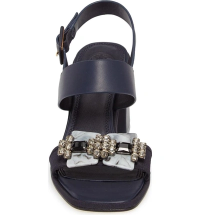 Shop Tory Burch Delaney Embellished Double Strap Sandal In Navy