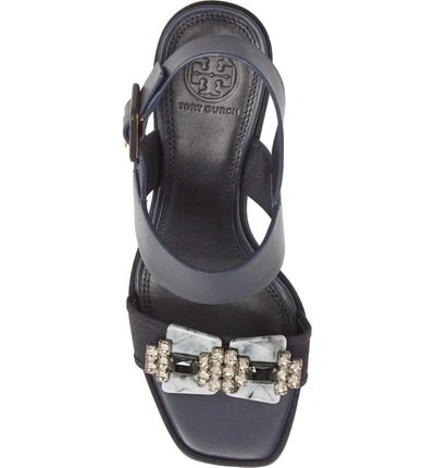 Shop Tory Burch Delaney Embellished Double Strap Sandal In Navy